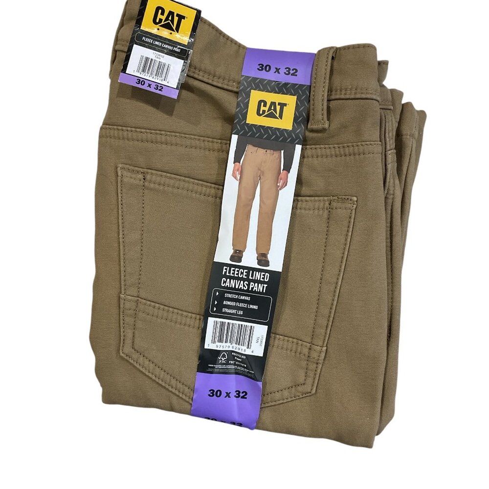 Men's Fleece Lined Canvas Pant, Cat, 30X32, Tan, NWT